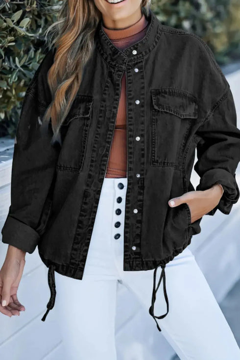 'Sable' Snap Down Denim Jacket - Celes Fashion
